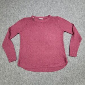 Pink Clover Sweater Womens M Purple Crew Neck Long Sleeve Textured Knit Pullover